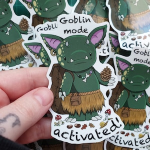 Goblin mode activated vinyl sticker, RPG table top gaming sticker for notebooks, planners, water bottles, geek gift