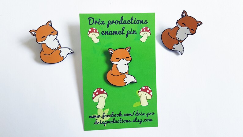 animal pin pastel goth cute fox fox badge kawaii pin cute lapel pin Enamel fox pin fox gift kawaii fox