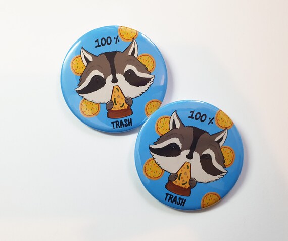 Handmade Unique Button Badge Lovable Raccoon
