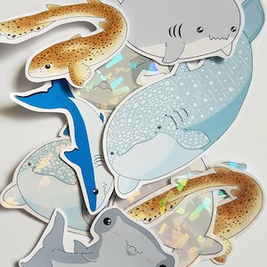 Shark stickers, cute sticker set,  journal stickers, kawaii planner stickers, cute sharks, kawaii shark stickers, pastel goth,
