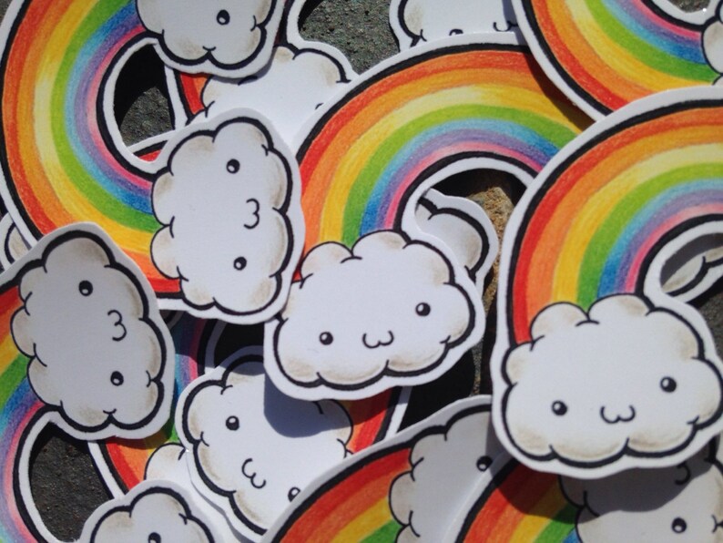 Rainbow Sticker Set Cute Sticker Set Kawaii Stickers Etsy