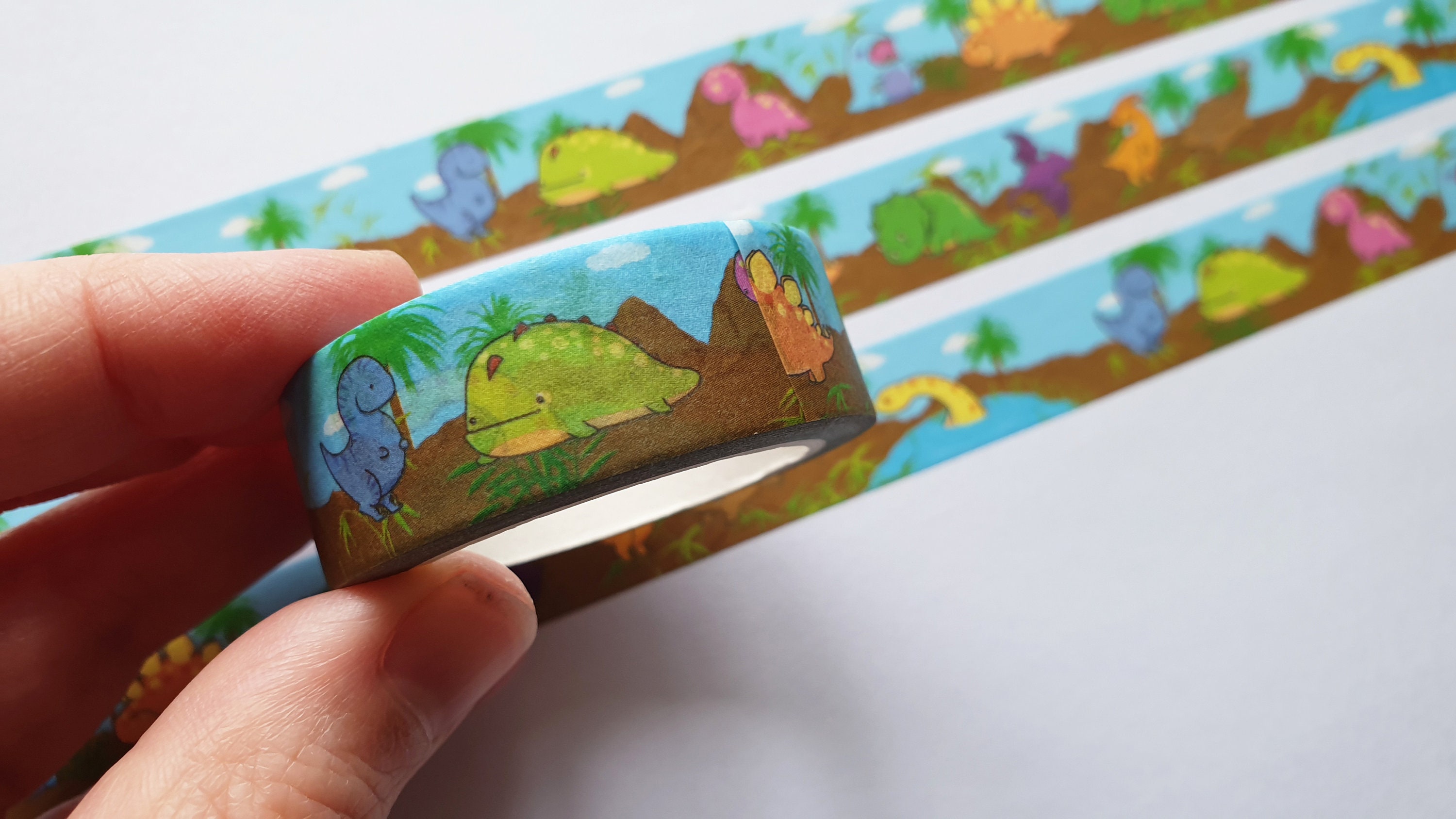 Dinosaur Washi Tape - 9/16 Inch Wide Decorative Tape For Crafts And Scrapbooking