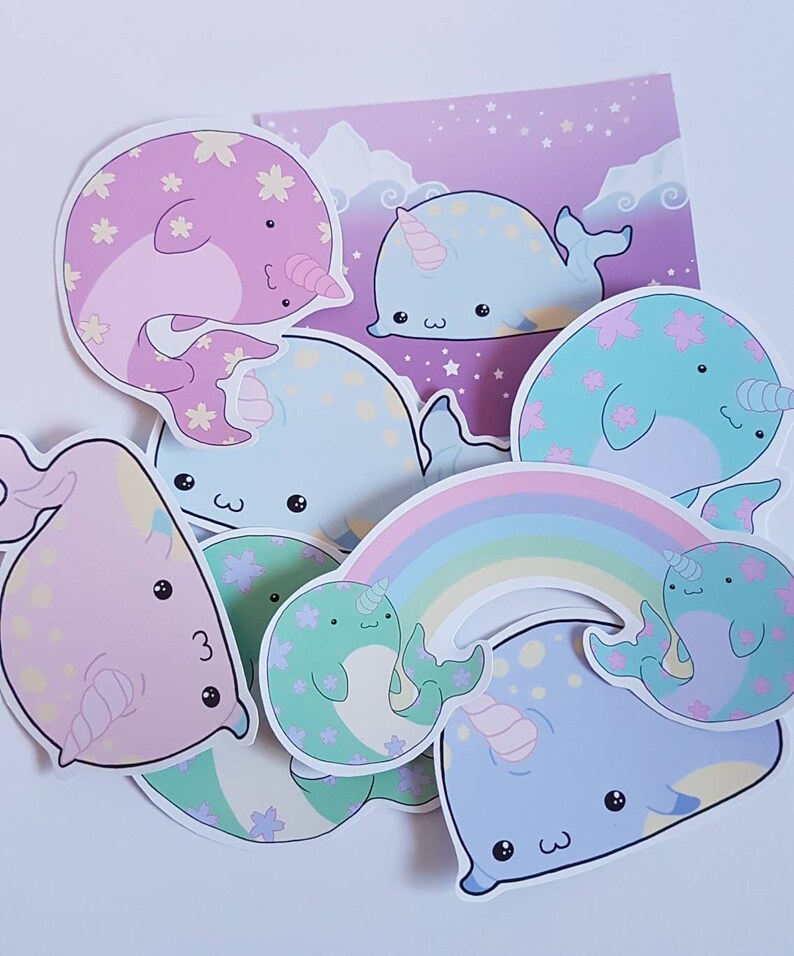 Cute narwhal sticker set kawaii narwhal stickers cute  etsy Cute narwhal sticker set kawaii narwhal stickers cute  etsy