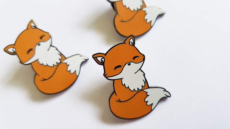 animal pin pastel goth cute fox fox badge kawaii pin cute lapel pin Enamel fox pin fox gift kawaii fox