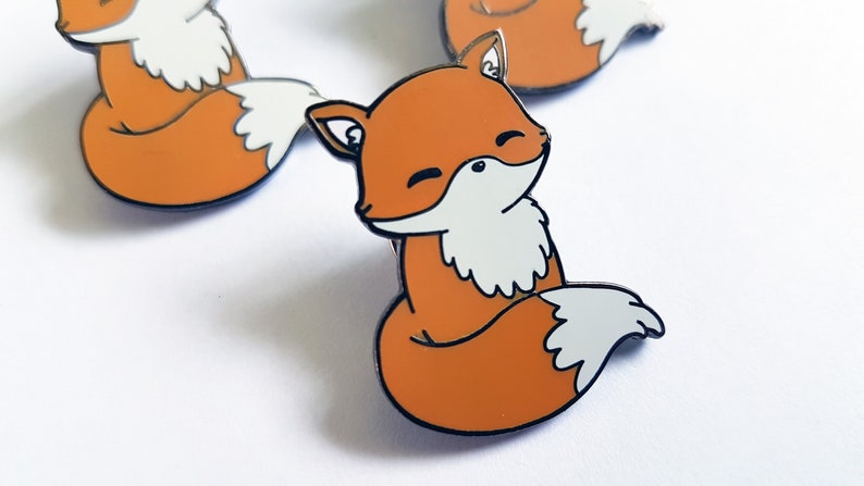 animal pin pastel goth cute fox fox badge kawaii pin cute lapel pin Enamel fox pin fox gift kawaii fox