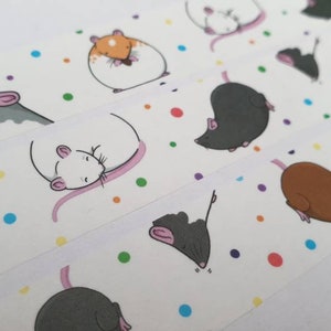 Cute rat washi tape, kawaii paper tape perfect for planners, jpurnals and happy mail, cute rat lovers gift