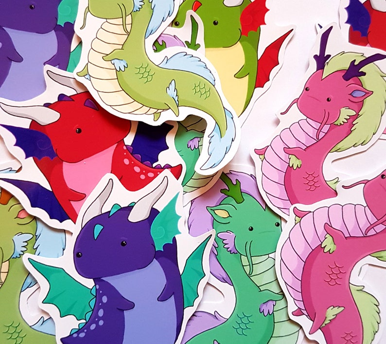Dragon Stickers Cute Dragon Planner Stickers Kawaii Sticker Etsy