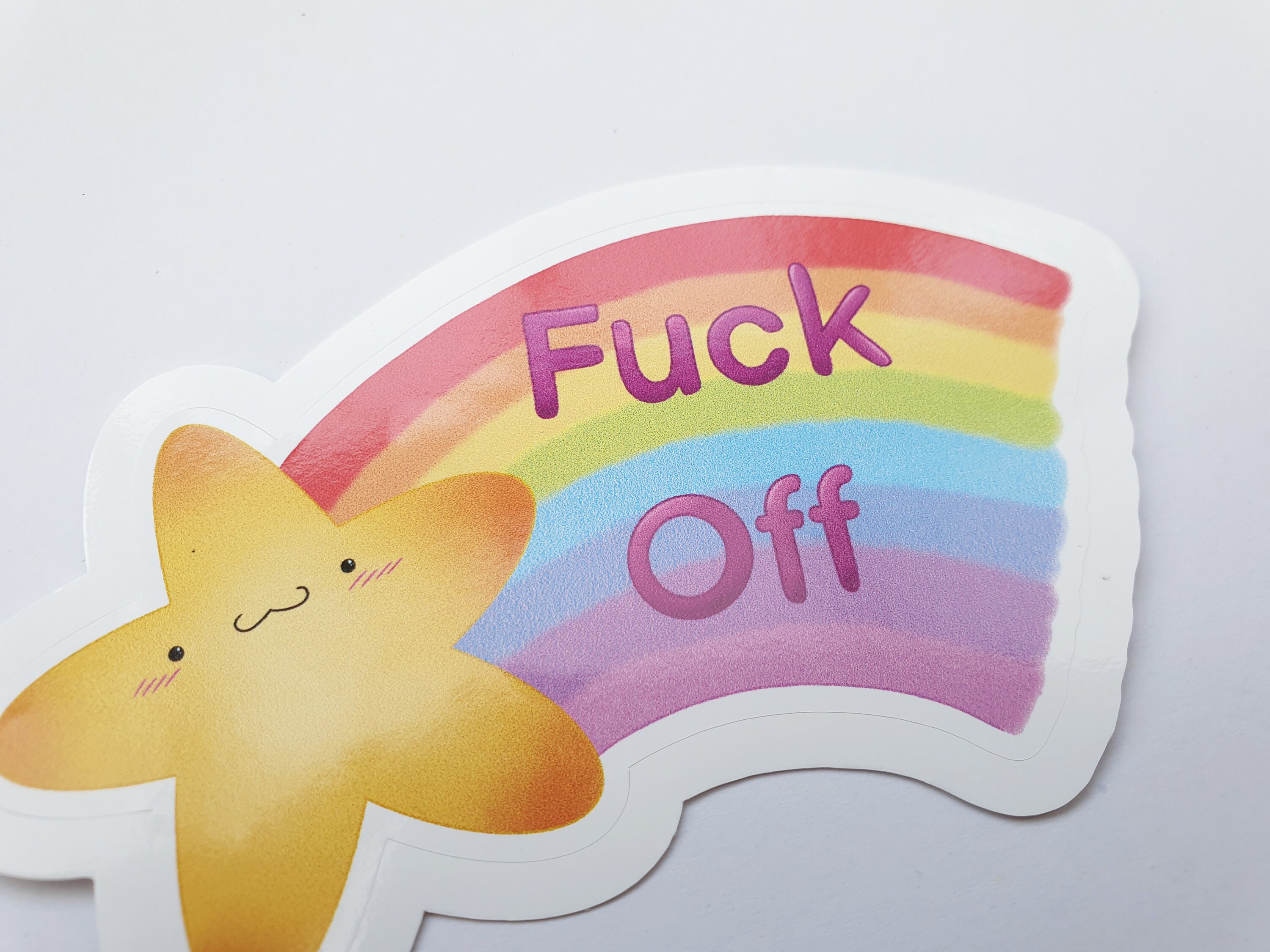 Mature shooting star vinyl sticker cute rainbow introvert | Etsy