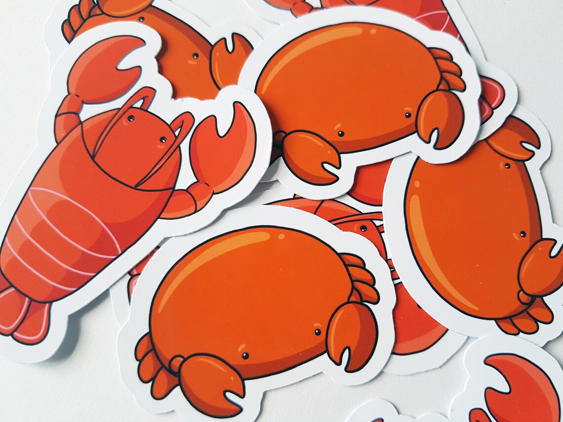 Lobster and crab stickers kawaii stickers cute sticker set Etsy