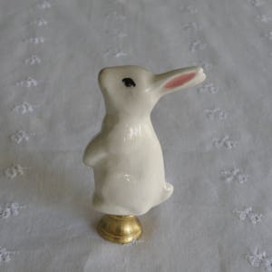 Bunny Rabbit Lamp Finial - Ivory White - Brass, Nickel or Bronze - USA