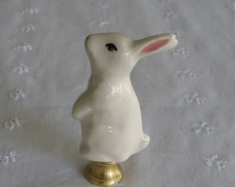 Bunny Rabbit Lamp Finial - Ivory White - Brass, Nickel or Bronze - USA