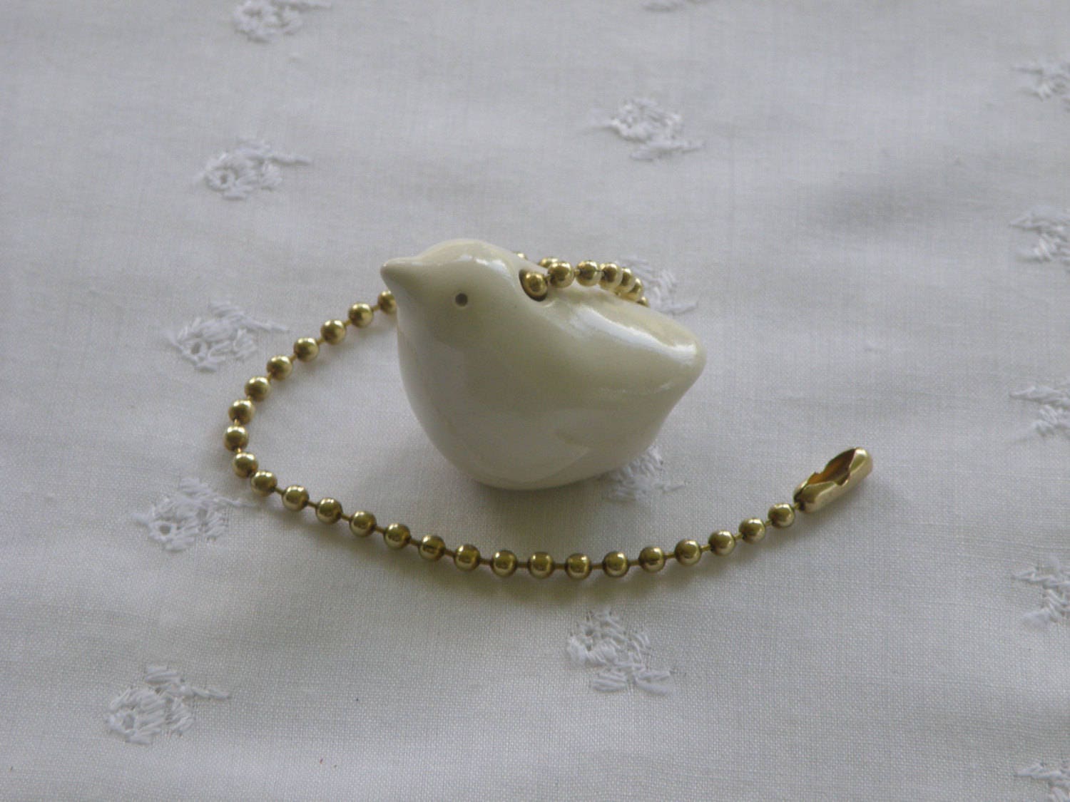 Primitive Pottery Bird Ceiling Fan Light Pull Ivory White Etsy