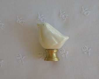 Pottery/Ceramic Primitive Bird Lamp Finial - Ivory White - USA Handmade