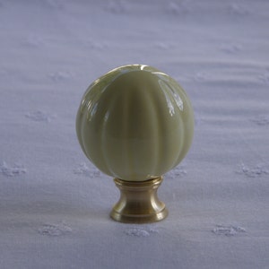 Pottery/Ceramic Fluted Ball Lamp Finial - Choose Your Color - Brass, Nickel or Bronze Base - USA Made Original
