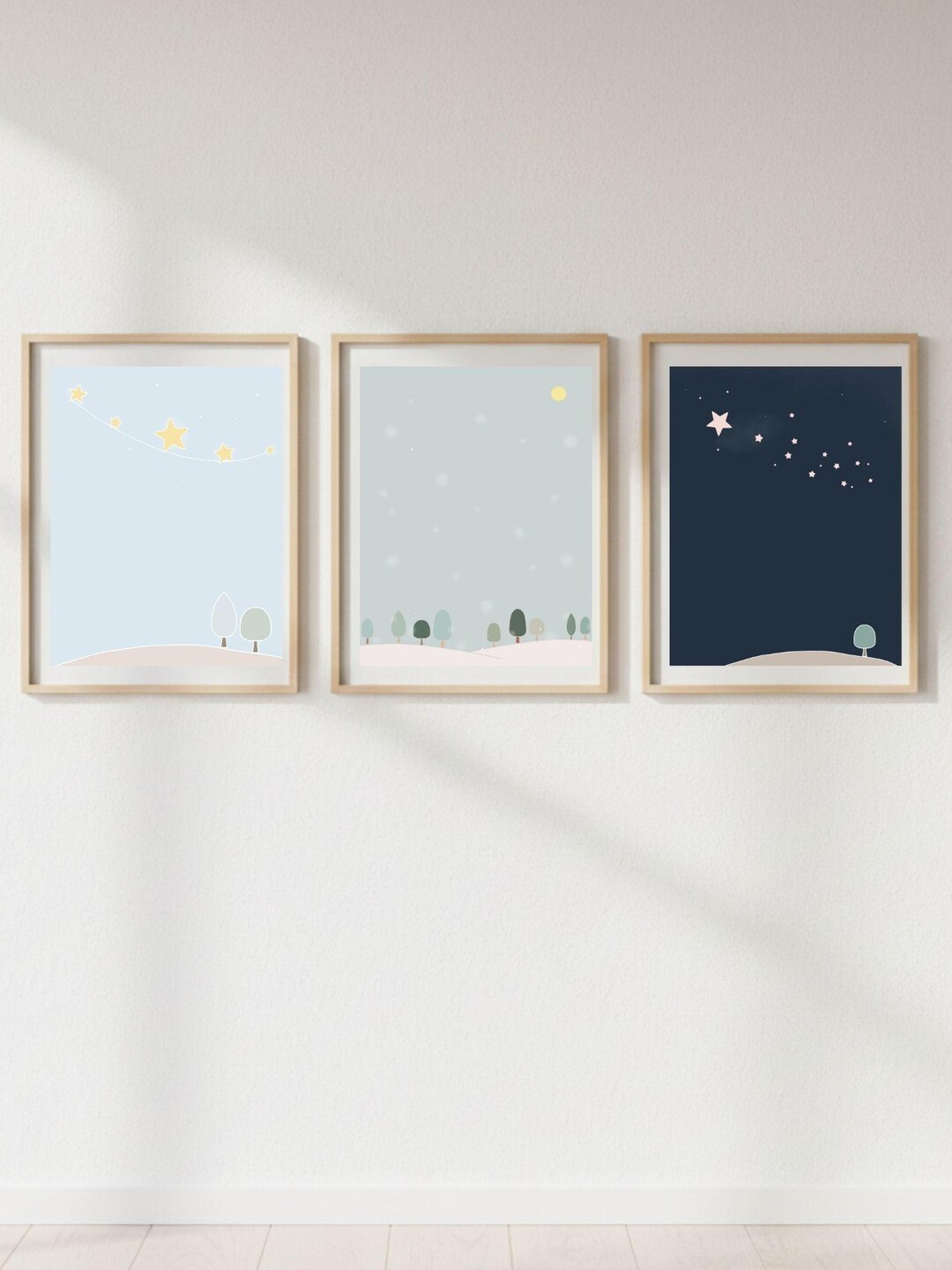 Celestial Solace - Minimalist Night Sky Wall Art Set of 3 | Healing ...