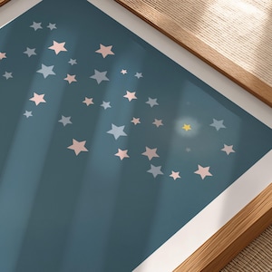 Minimalist Cosmic Dreamy Starry Sky Wall Art | Ethereal Galaxy Zen Meditation Digital Poster | Modern Bedroom Nursery Decor | Star Chorus