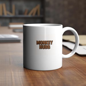 Monkey Hubb Ceramic Mug: Funny Animal Print Coffee Cup