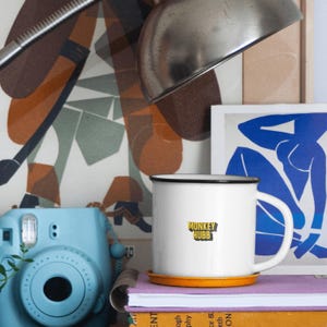 Enamel Camping Mug - Monkey Hubb, Block Letters, Camping Mug, Outdoor Adventure Mug, Campfire Mug, Gift for Hiker, Wilderness Mug