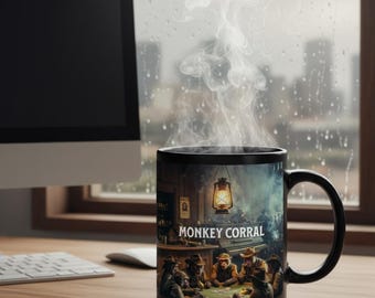 Monkey Corral Coffee Mug | Funny Zoo Animal Ceramic Cup (11 oz)