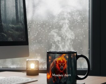 Monkey Aura mug | Black 11oz Ceramic Coffee Cup