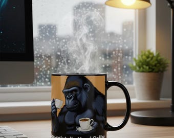 Ape Needs Coffee Mug | Funny Monkey Coffee Quote, 11oz Ceramic
