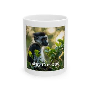 Ceramic Mug, Stay Curious - Gift for Inquisitive Minds, Inspirational Quote Coffee Cup, Motivational Tea Mug, Office Desk Decor, Unique