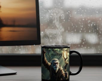 The Way of the Monkey Ceramic Mug, Playful Primate Coffee Cup