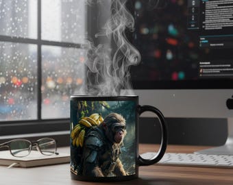 Rogue Monkey Coffee Mug 11oz, Black Ceramic Mug