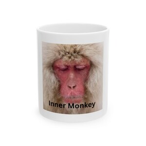 Ceramic Mug, Funny Monkey Print, Quirky Animal Lover Gift, Jungle Theme Cup, Novelty Coffee Mug, Tea Cup, Home Office Decor, Monkey Lover