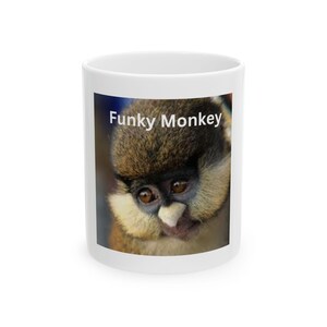 Funky Monkey Mug, Cute Animal Lover Coffee Cup, Funny Jungle Theme Tea Mug, Quirky Monkey Gift, Unique Ceramic Cup, Birthday Present