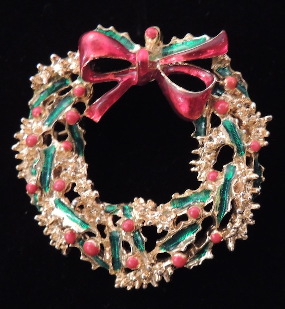 Vintage GERRYS Christmas Wreath Pin Brooch, Gerrys