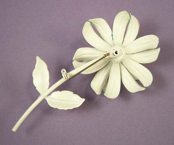 Vintage Enamel Floral Brooch, Pink Lilac Green Fl… - image 3