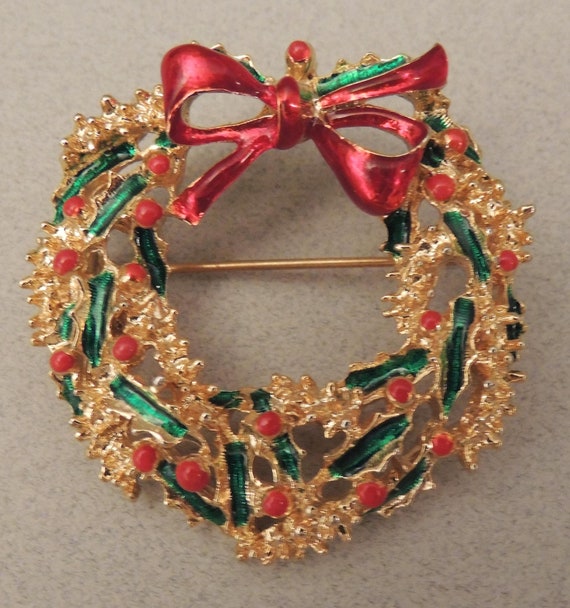 Vintage GERRYS Christmas Wreath Pin Brooch, Gerry… - image 2