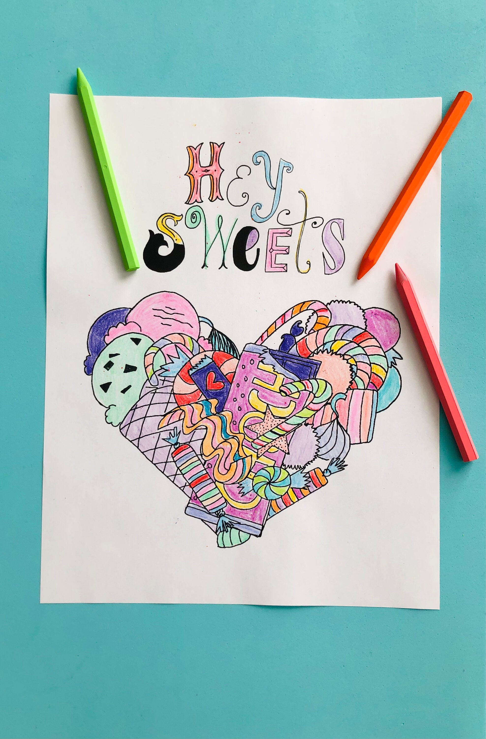 Sweet Heart Coloring Page - Etsy