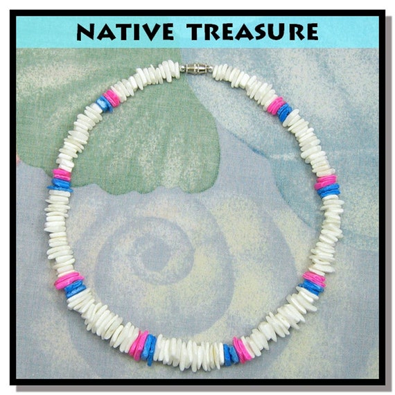 Native Treasure White Rose Clam Chips Puka Shell Necklace Genuine Tropical Shell Necklace