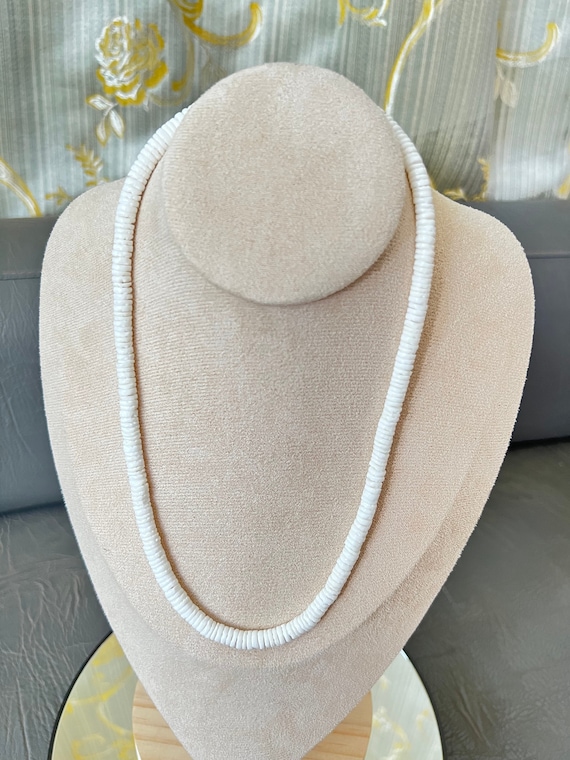 Native Treasure Smooth White Clam Heishe Puka Shell Necklace 5mm 3 16 11 to 30