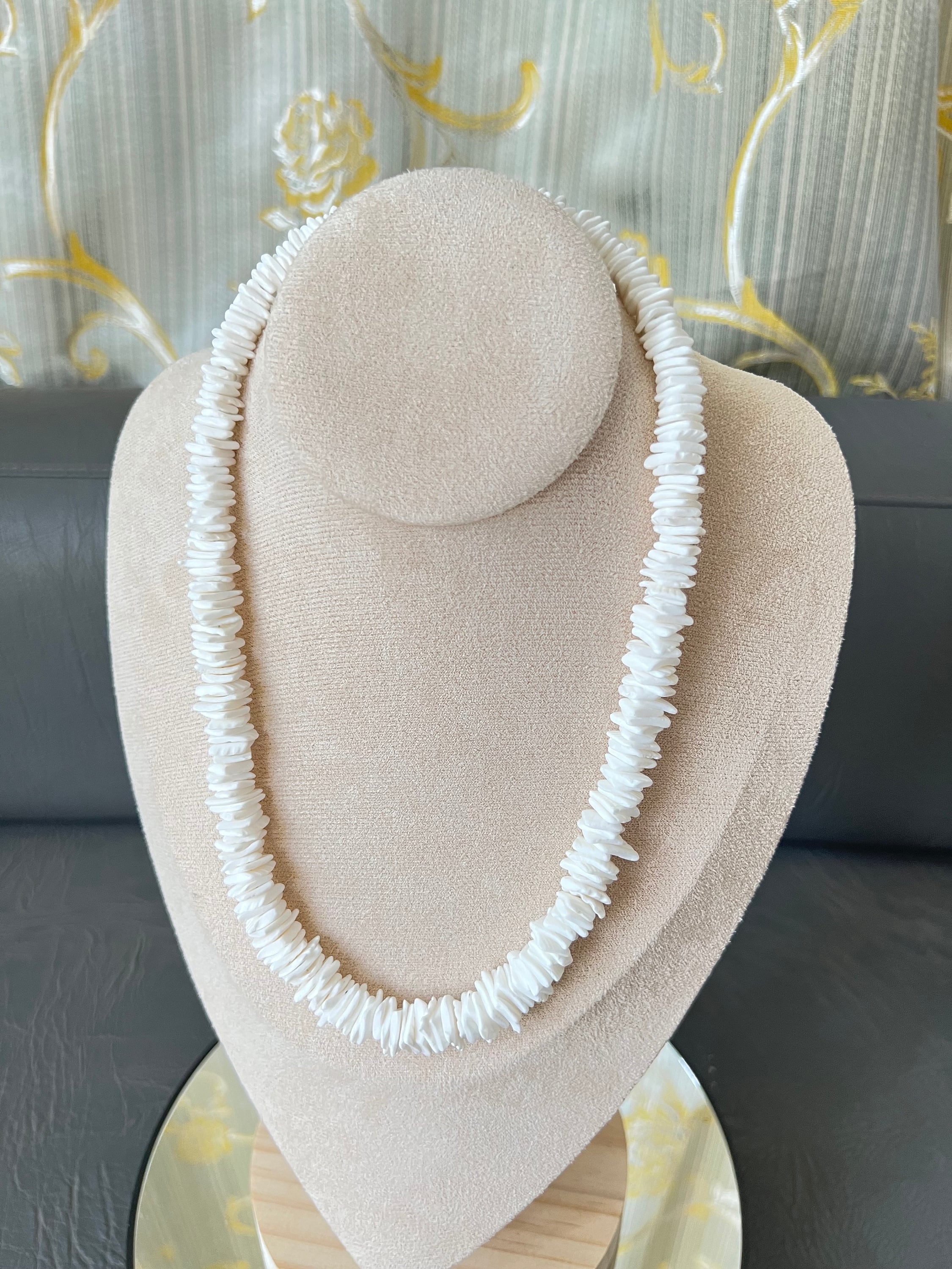 Philippines Mens and Womens Tropical Summer Beach Surfer Necklace, White Rose Clam Chips Puka Shell Necklace or Bracelet - 7" to 30"