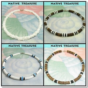 Native Treasure -  Set of 4 Puka Shell Necklaces Surfer Beaded Puca Choker