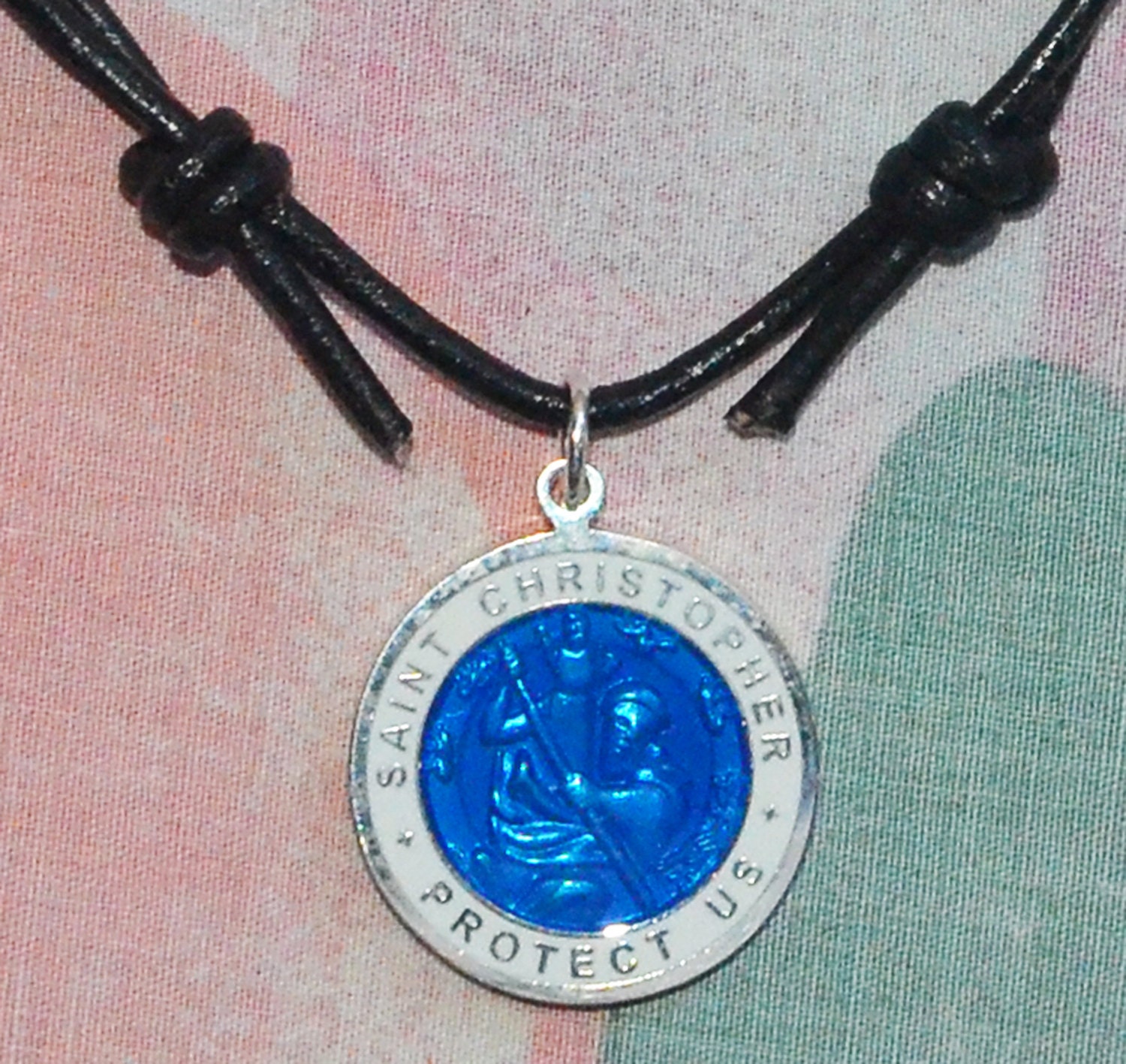 St. Christopher Surfer Medal Blue With 