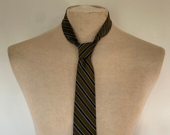 Vintage 1960s olive and navy striped silk tie