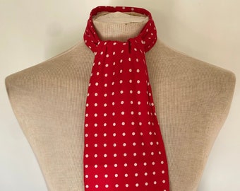 Vintage 1970s red cotton polka dot cravat MADE IN SCOTLAND