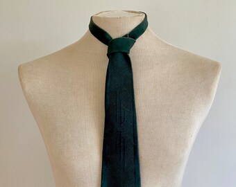 Vintage 1960s Hunter Green Embossed Suede Necktie