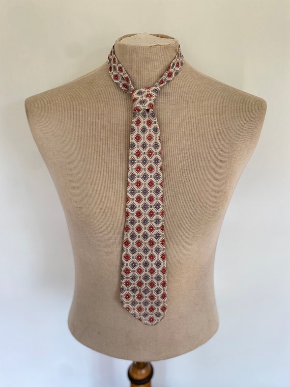 Vintage 1950s Diamond Motif Pleated Tie - Etsy