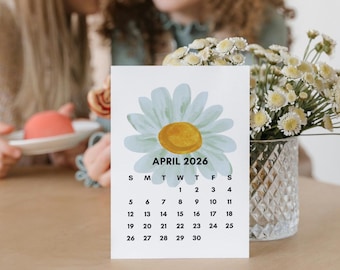 2026 Watercolor Flower Calendar: 5x7 Small Desk Calendar Card Refill (version 2)