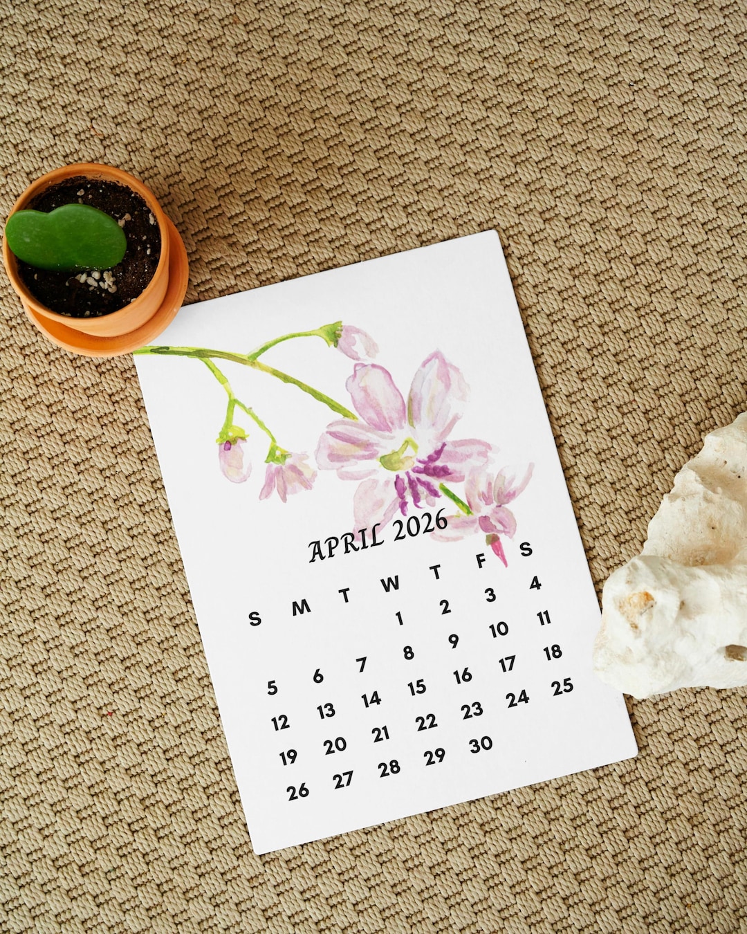 2026 Floral Watercolor 5x7 Calendar Cards, Desk Calendar, Jewel Tone ...