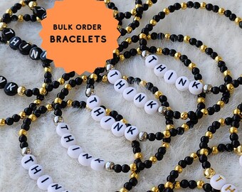 Personalized Beaded Word Bracelet: Acrylic Pearl, Custom Name, Party Favor