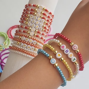 DIY Kinder Armband Kit: Regenbogen Perlen, personalisierten Namen - Party Favors