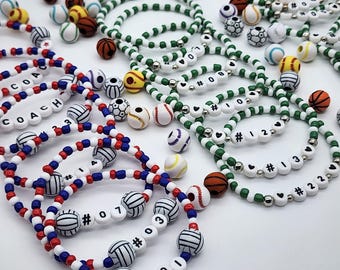 Personalized Basketball Soccer Football Bracelets Bulk Order Team Beaded