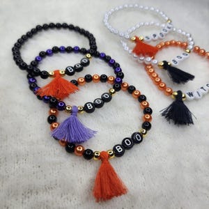 Custom Halloween Beaded Bracelet: Spooky Party Favor, Kids Costume Jewelry