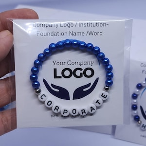 Bulk Order Bracelet/Logo Printed Corporate Company Promotional Favors/Personalized Beaded Bracelets/Custom Word Bracelets/Bridesmaid Favors